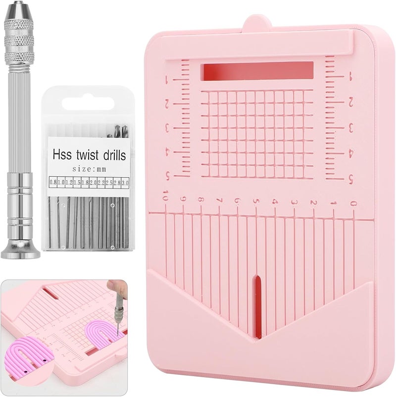 EEEKit 12 PCS Polymer Clay Earring Drill Guides, Polymer Clay Jewelry Making Tools with a Crafting Hand Drill Bits Set for Earrings, Jewelry - Image 1